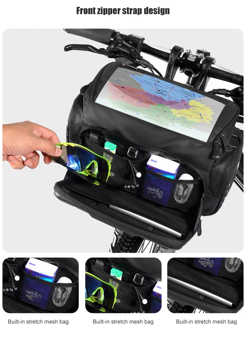 WILD MAN EVA Hard Shell Bicycle Handlebar Bag Touch Screen Phone Holder Electric Scooter Front Bag Crossbody Camera Pouch