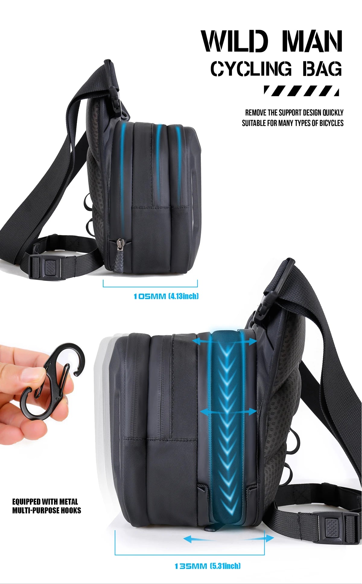 WILD MAN Motorcycle Leg Bag for Men - Riding Waist Bag, Biker Motorcycle Hard Shell Bag, Sports Messenger Bag, Travel Equipment