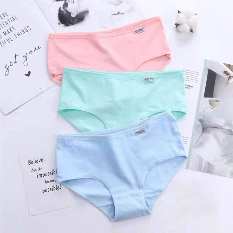 4Pc Teens Teenage Panties Kids Underwear Children Cotton Kids Girls Solid Color Puberty 10-16years