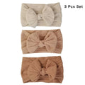 3Pcs Solid Color Baby Headband Bow Children Hair Band Elastic Nylon Newborn Headbands Soft Turban Headwrap Kid Hair Accessories
