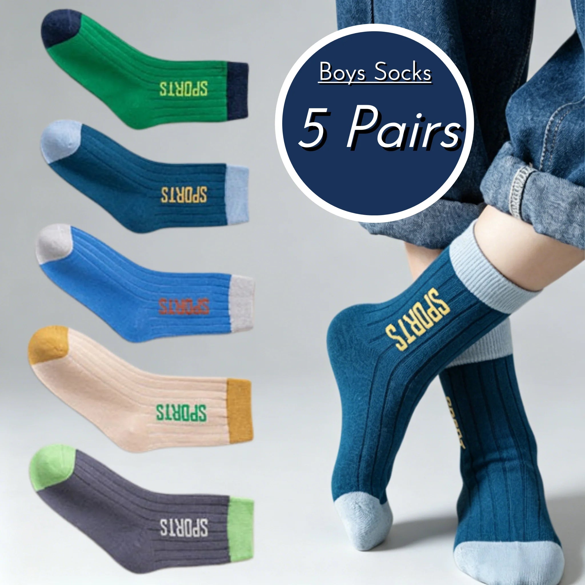 GreenC Summer Calf Socks 5 Pairs Children's Socks Boys Spring Cotton Socks Baby Child 1-14T Kids  Sport Sock