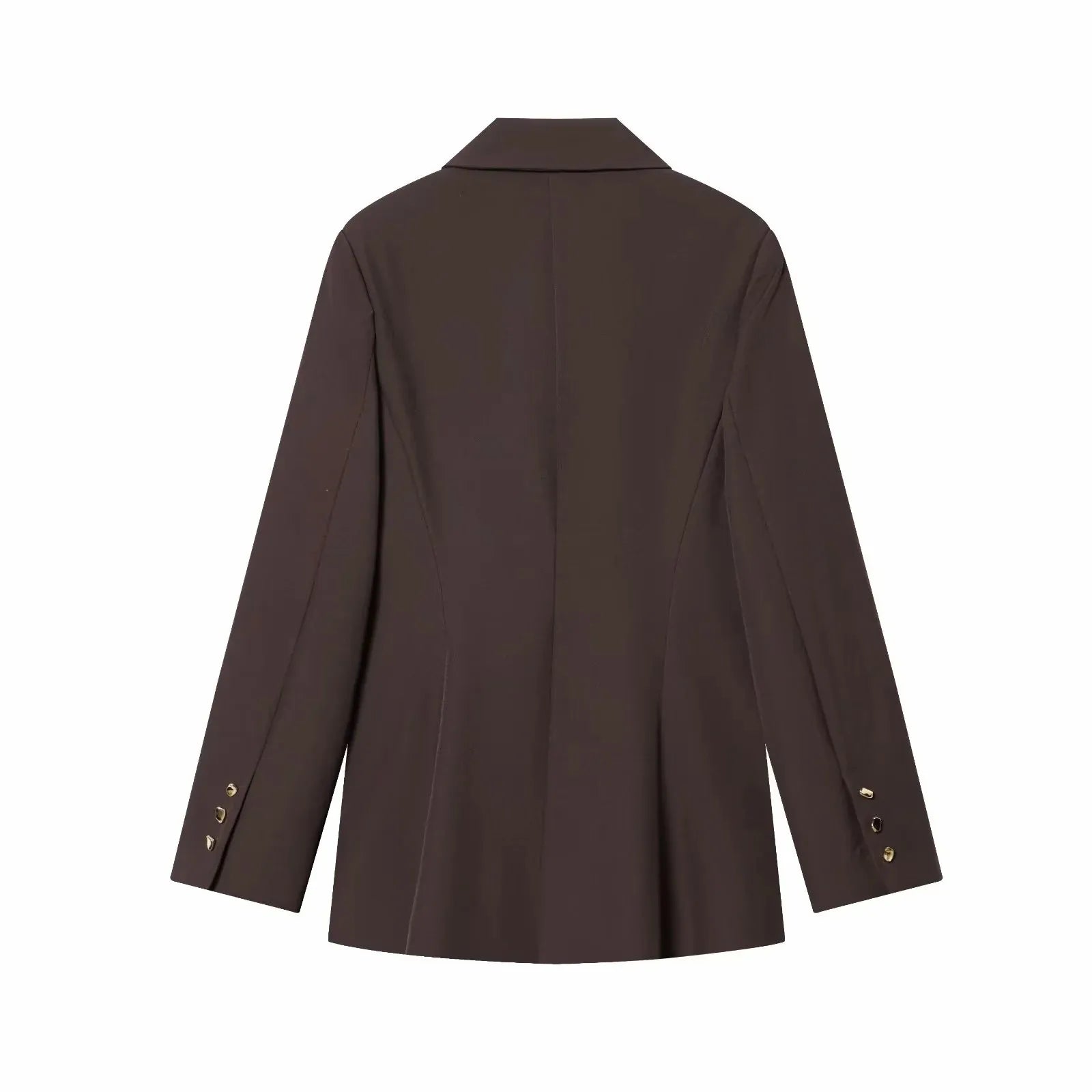 Women Suit Pants Two-Piece Set Buckle Decoration Long Sleeve Blazer Coat + Straight-Leg Pants 2 Pieces Sets Chic Woman Outfits