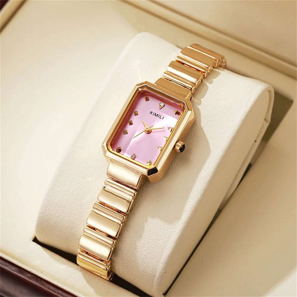 Luxury Ladies Watch 2025 Hot Simple Square Quartz Watches Fashion Stainless Steel Women's Dress Clock Gift Wristwatch