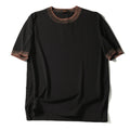 Italian old money style 26 summer men's high sense retro contrasting color round neck knitted short-sleeved T-shirt