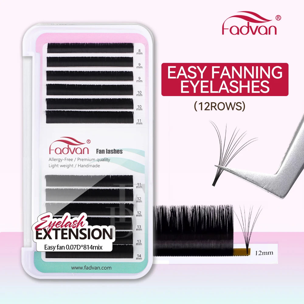 Fadvan Easy Fanning Eyelash Extensions flora Lash Soft Black Russian Volume Lashes Flare Auto Fan Eyelashes Makeup Natural Cilia