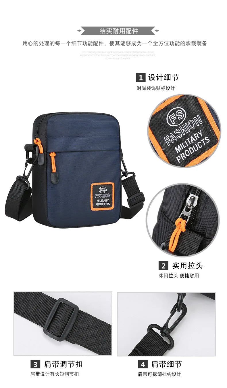 Men's Business Shoulder Bag Casual Man's Messenger Bag Durable Male Handbag Waterproof Oxford Cloth Bag Mini Mobile Phone Bags