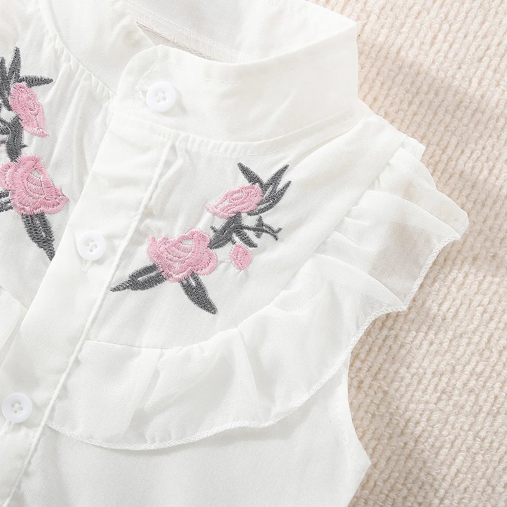 Little Blossom Floral Embroidered Cotton Set for Baby Girls 🌸