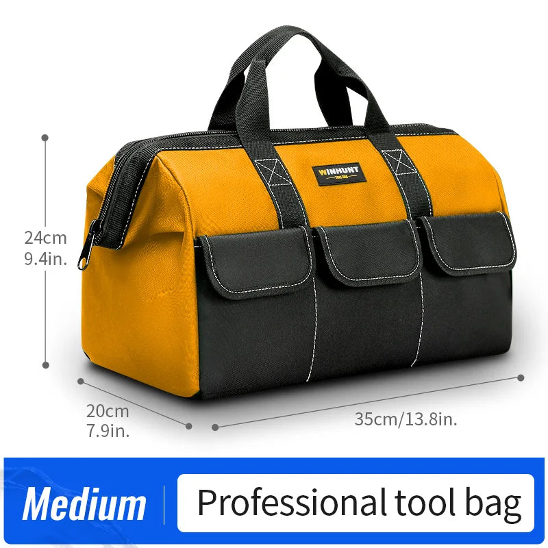 Tool Bag for Men, Heavy Duty Tool Bag Wide Mouth Tote for Various Instrument, Electrician Carpenter Mechanic(Yellow)