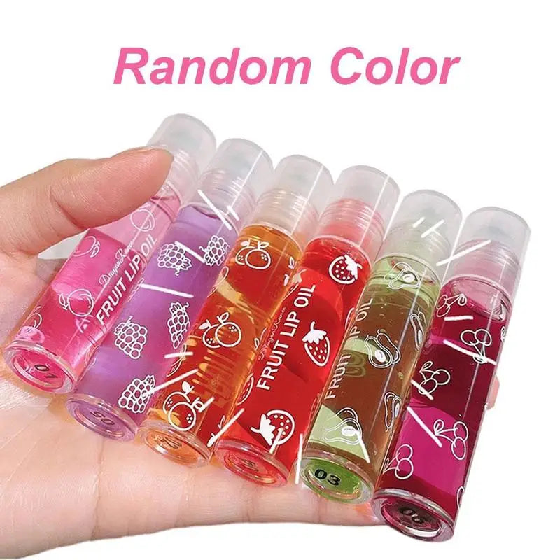 6 Colors Roll-on Fruit Essence Lip Balm Lip Oil Lip Moisturizing Mirror Primer Lip Lipstick Transparent Lip Oil Mirror Randomly