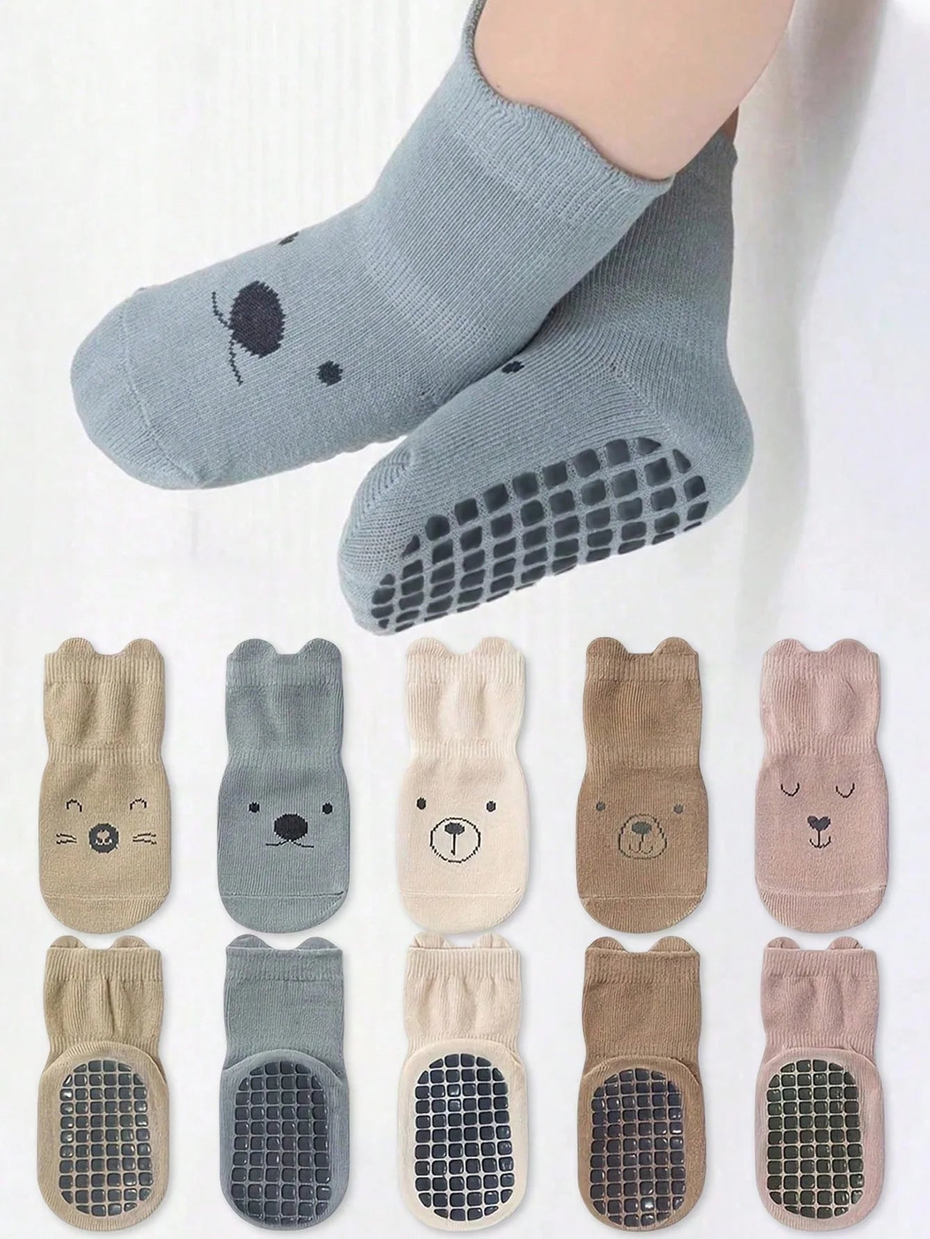 5 Pairs of Baby Floor Socks for All Seasons Kidsren's Non-Slip Baby Toddler Socks Soft Bottom Indoor Cute Boys and Girls Socks