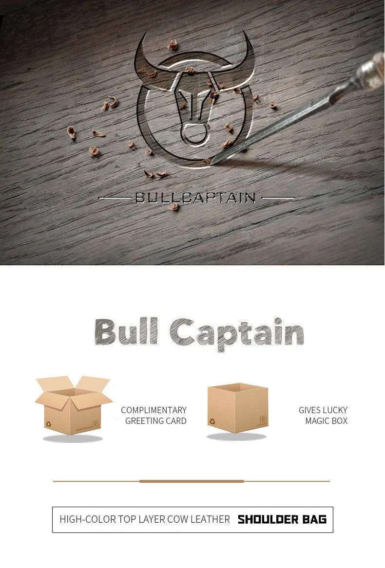 BULLCAPTAIN Casual Fashion Men's Messenger Bag's Business Portable Handbag Man Leather Shoulder Bag Mobile 6.5'' Phone Bags