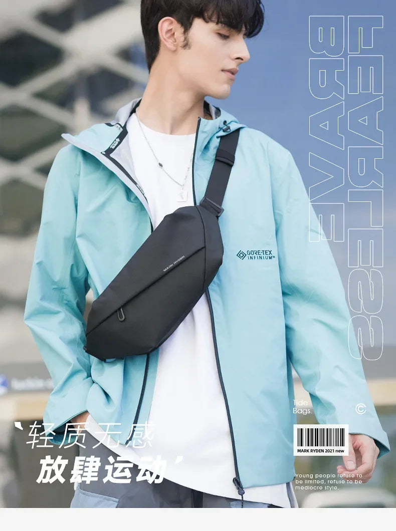 Mark Ryden Men's handbag Man Belt Pouch Sports  Casual Cycling Small Waist Pack Crossbody Bag Shoulder Bag Men's Crossbody Chest
