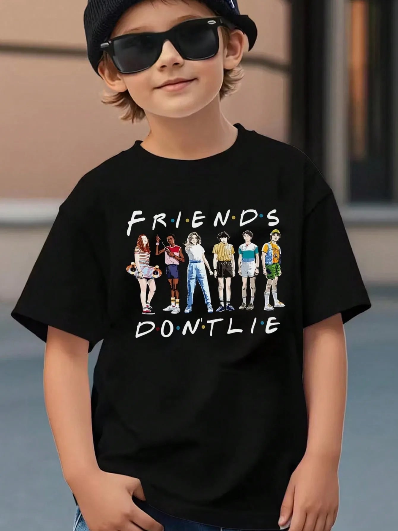 T-Shirt Multiple Sizes Screen Print Friends Don't Lie Stranger Things Design Cotton Material Holiday Wear Trendy Gift Christmas