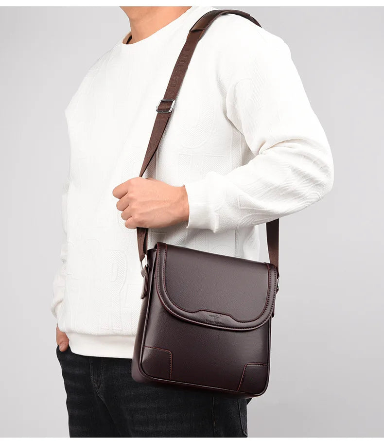 Luxury Brand Leather Messenger Bag Man Handbag Crossbody Side Bag For Men Business Office Work Bag Male Small Shoulder Bag