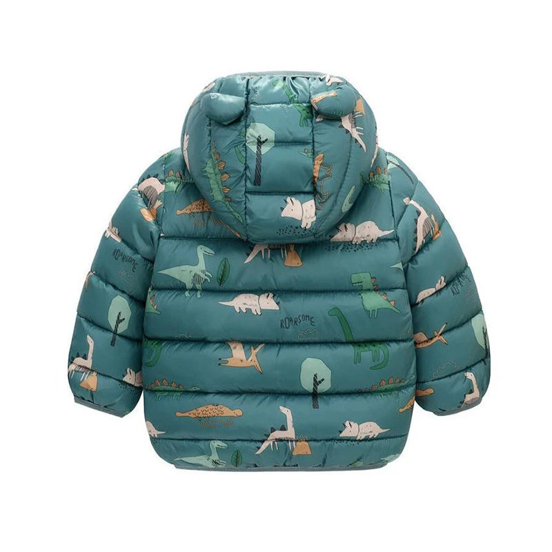 Kids Dinosaur Hooded Winter Jacket