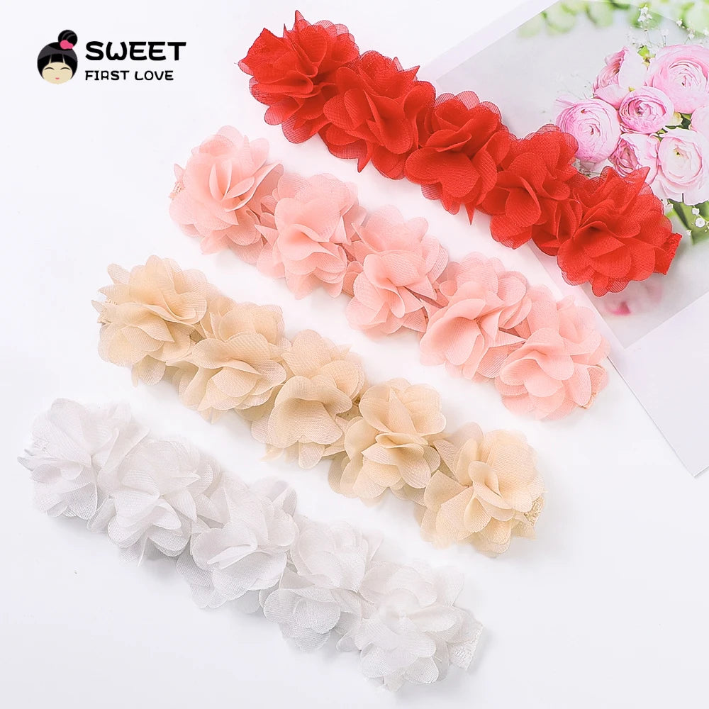 Pink Baby Flower Headband Pink Chiffon Hair Bands Handmade DIY Headwear Hair Accessories for Kids Children Newborn Toddler