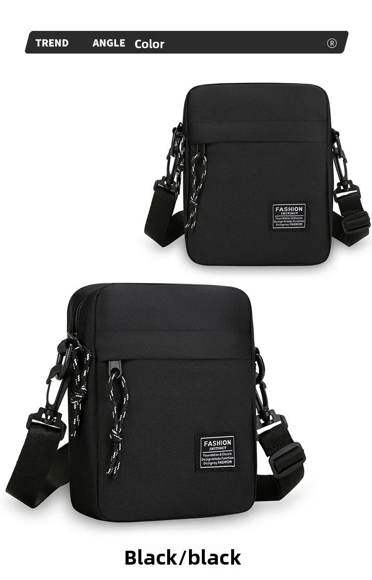 Men's bag, available in single shoulder or cross-body design, suitable for daily use during school. Made of nylon material.