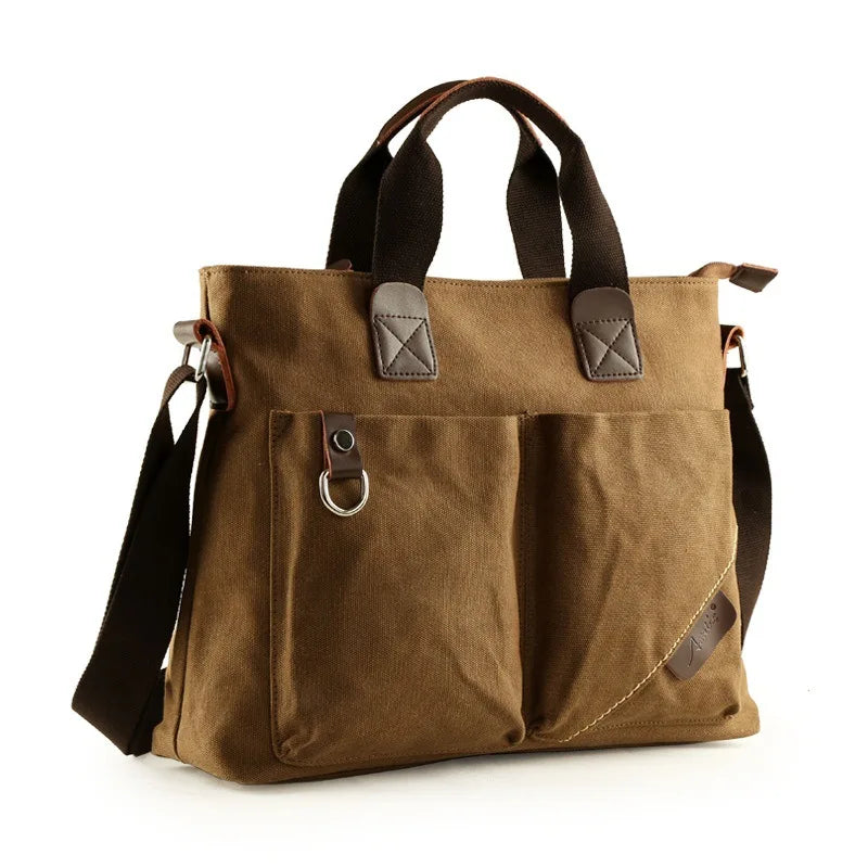 Men's Business Canvas Handbag Outdoor Crossbody Bag Men's Bag Shoulder Bag Student Casual Messenger Bag For Men Male Handbag