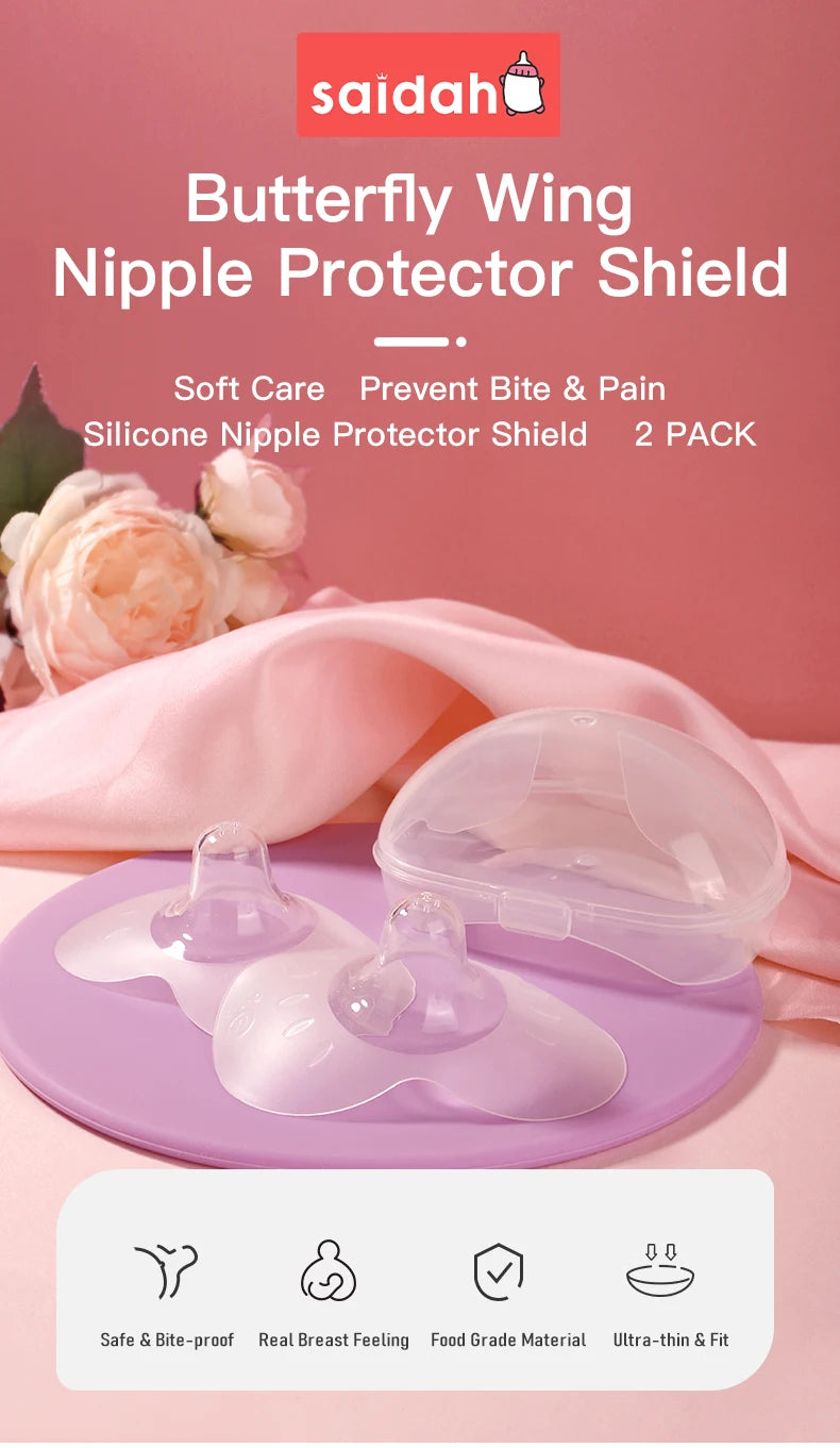 2 Pack Anti-bite Breastfeeding Mother Nipple Feeding Shield Butterfly Silicone Shields Protectors Soft Nipple Cover