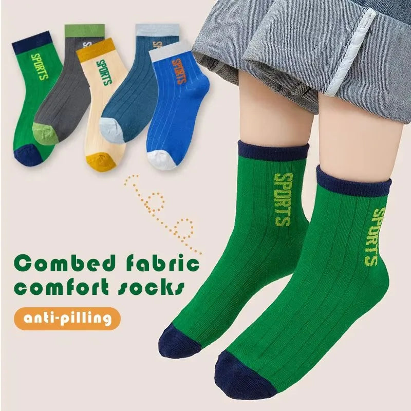 GreenC Summer Calf Socks 5 Pairs Children's Socks Boys Spring Cotton Socks Baby Child 1-14T Kids  Sport Sock