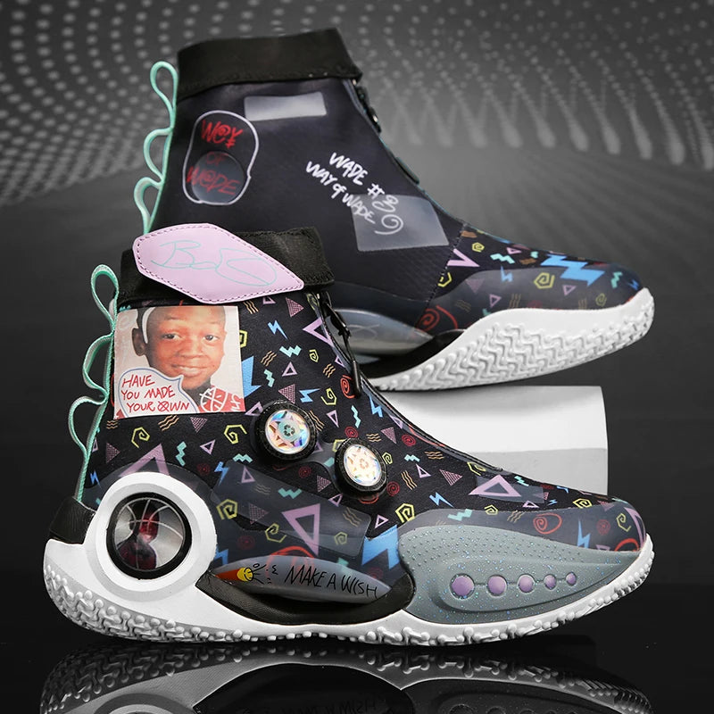 Men's Basketball Shoes Breathable Cushioning Non-Slip Wearable Runing Shoes Gym Training Athletic Basketball Sneakers for Women