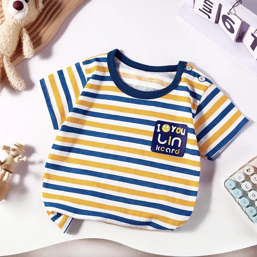 2-6Y New Cartoon T-shirt Pure Cotton Girls Short-sleeved Summer Half-sleeved Tops Little Boys Tops Kids Tees Children Clothing