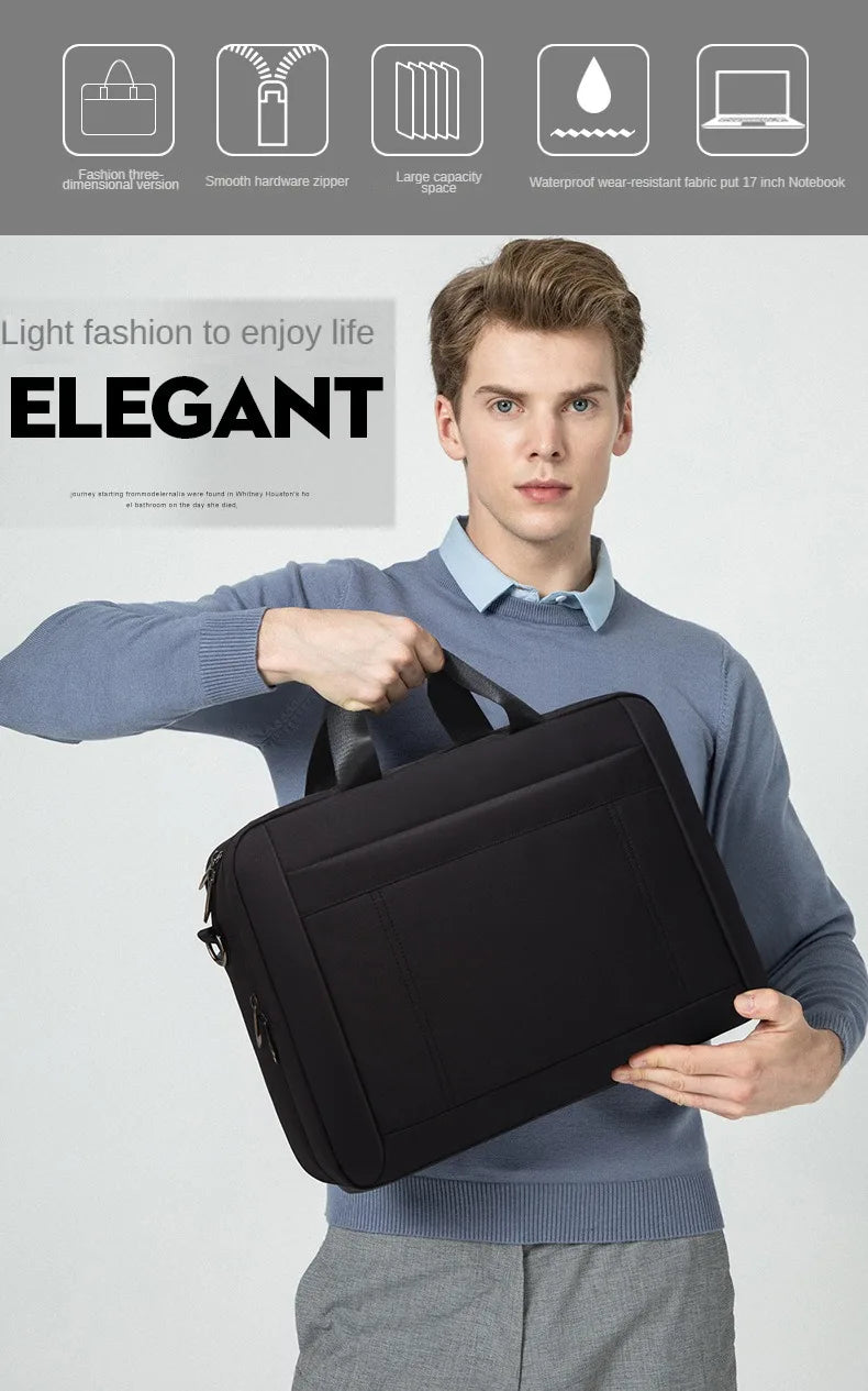 Men's Handbag Custom Image With Printed Logo Name  Business Briefcase15.6-17.3inch Nylon Waterproof Laptop Bag