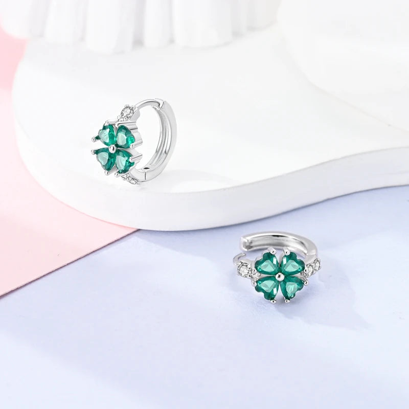 New 925 Sterling Silver Sparkling Zircon Four-Leaf clover Women Earrings Brilliant Wedding Engagement Star Earrings Jewelry Gift