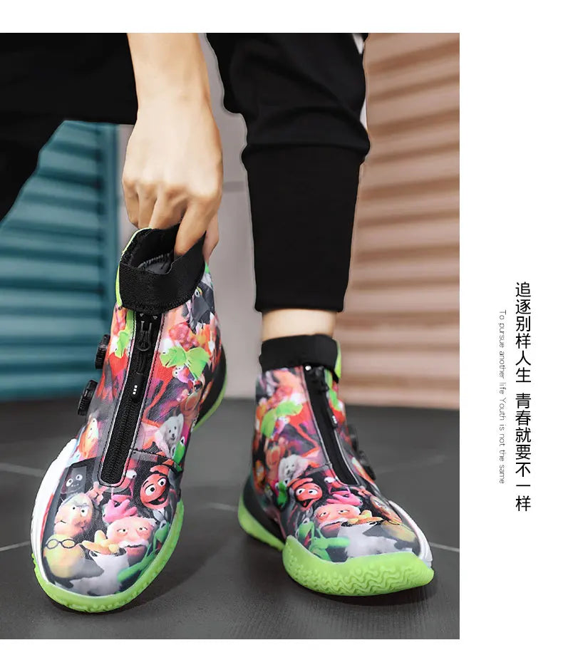 Men's Basketball Shoes Breathable Cushioning Non-Slip Wearable Runing Shoes Gym Training Athletic Basketball Sneakers for Women