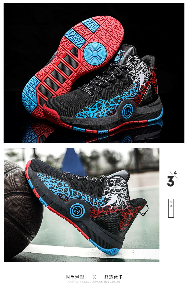 Basketball Shoes Men Field Training Non-slip High-top Luxyry Design Mesh Breathable Sneakers Pro Original Kids Basketball Boots