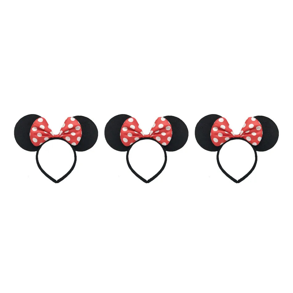 3/6/12pcs/lot Girls Mouse Ears Solid Bow Ears Headband for Birthday Party Supplies and Mouse Themed Costume Cosplay Decoration