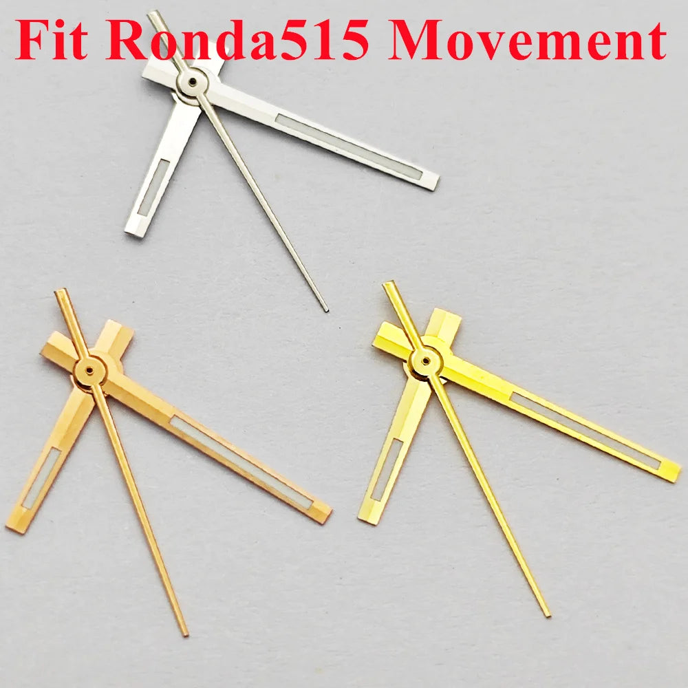 RICHUS Ronda515 Watch Hands Silver Gold Rose-Gold Watch Hands Green Luminous Fit Ronda 515 Quartz Movement Watch Accessory Part