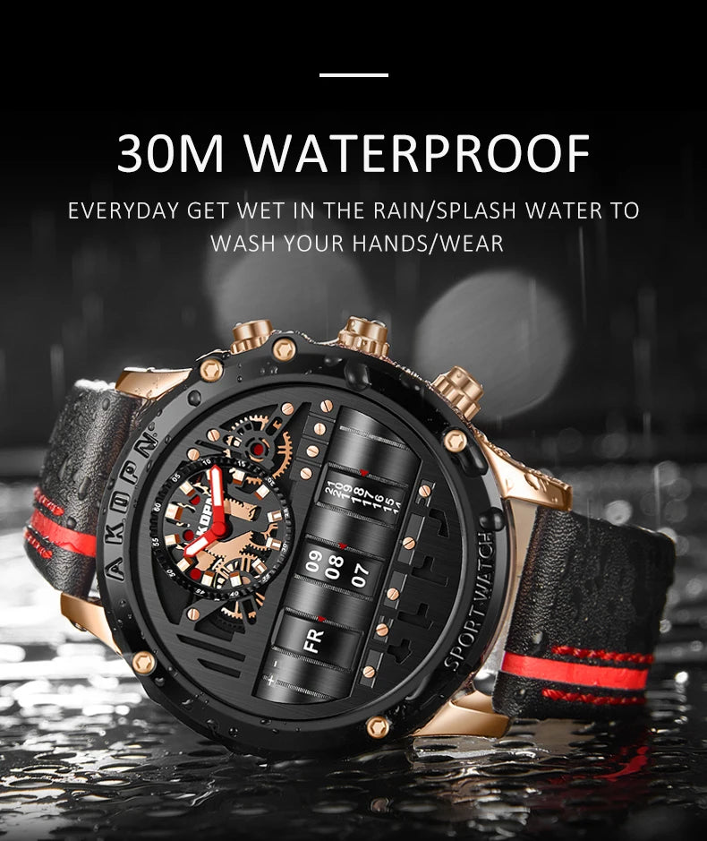 Luxury Electronic Quartz Watch For Men Business Watches Male Creative Men WristWatch Unique Rotate Date Leather Strap Watches
