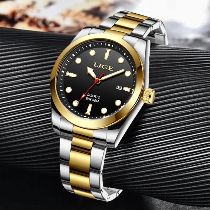 LIGE Business Waterproof Watch Men Fashion Military Sports Men's Quartz Wristwatches Top Brand Luxury Chronograph Montre Homme