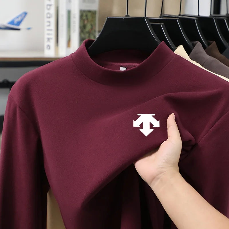 Luxury Brand Hot Sales Men's Print Long Sleeve Bottom Fashion New Solid Color Soft T-Shirt Casual Warm Versatile Men's Clothing