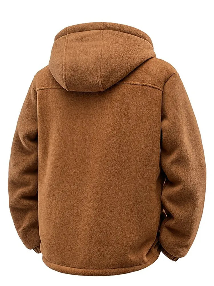 New Autumn and Winter Fashion Solid Color Thick Warm Lamb Wool Jacket For Men's Casual Loose Sports Windproof Plus Size Jacket