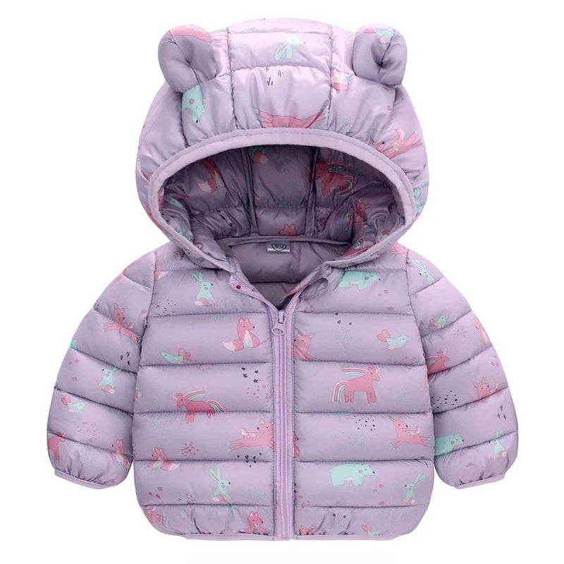 Kids Dinosaur Hooded Winter Jacket