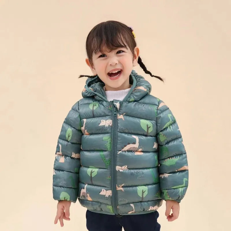 Kids Dinosaur Hooded Winter Jacket