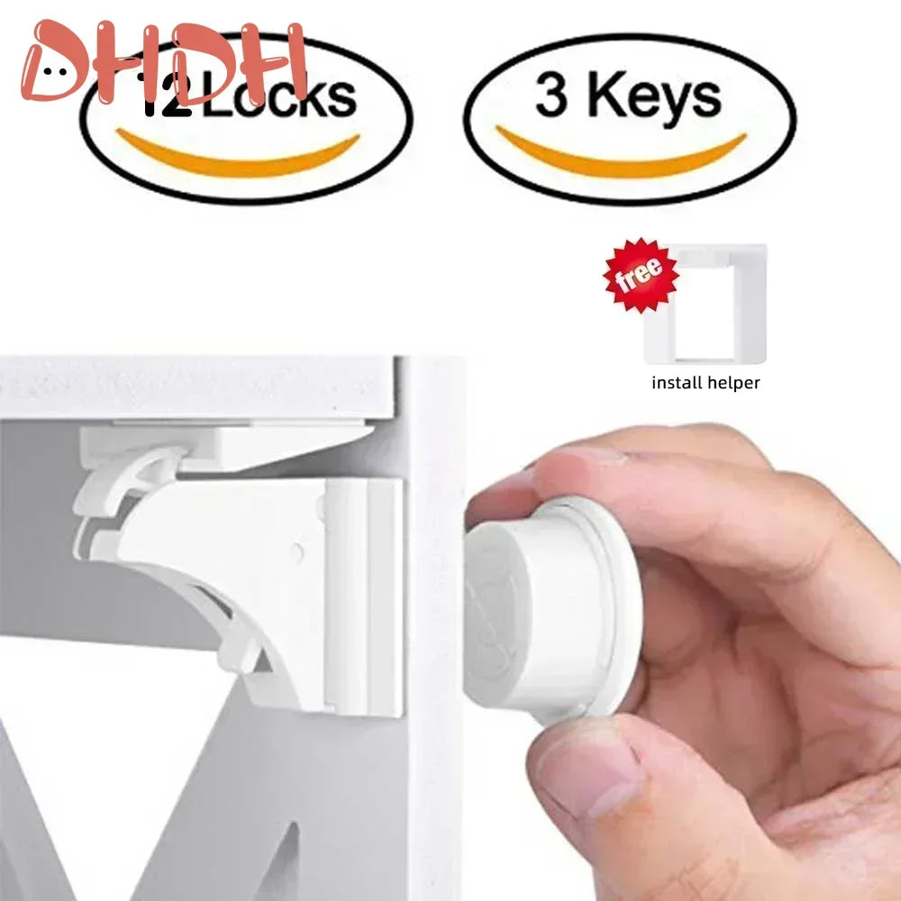Magnetic Baby Safety Lock Children Protection Invisible Drawer Latch Cabinet Door Lock Limiter Children Security