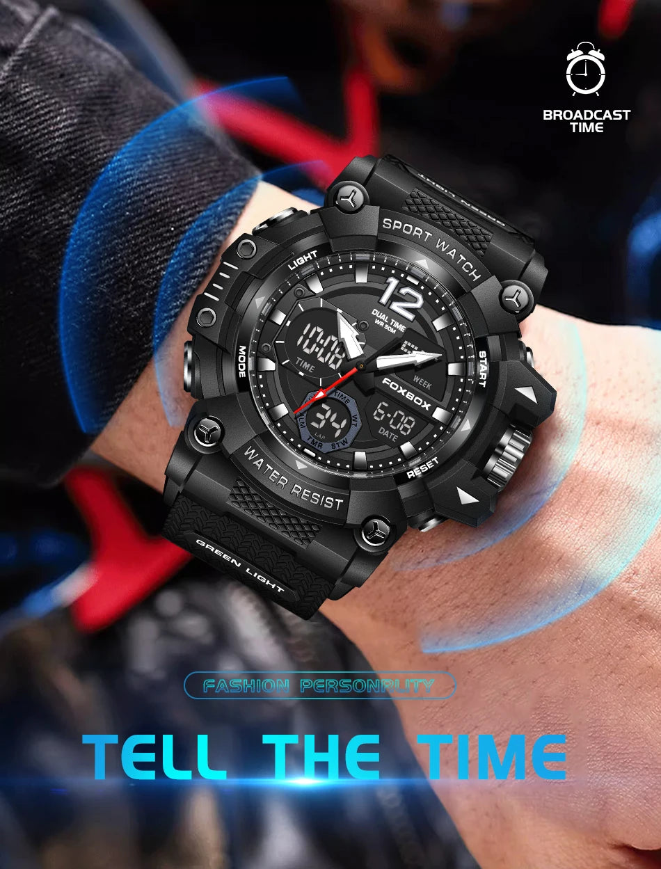 LIGE Fashion Sport Watches Men Shock Resistant 50M Waterproof Wristwatch LED Alarm Multi-function Watch Clock Military Men Watch
