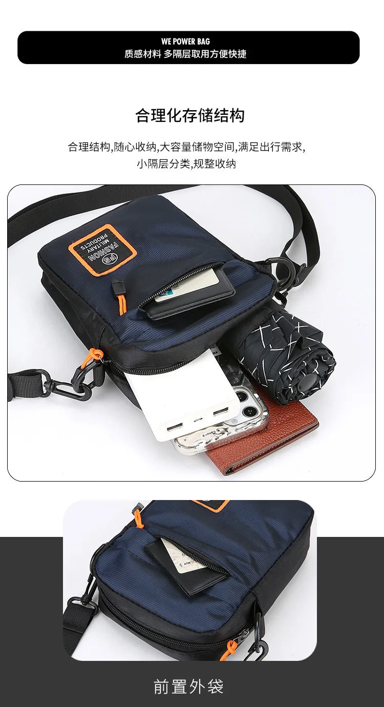 Men's Business Shoulder Bag Casual Man's Messenger Bag Durable Male Handbag Waterproof Oxford Cloth Bag Mini Mobile Phone Bags