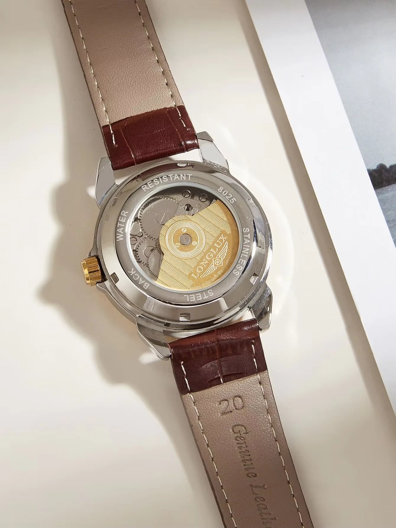 Luxury Men's Automatic Mechanical Watch, Mechanical Movement, Limited Edition, Roman Numeral Dial, Leather Strap, Skeleton Design, Waterproof, Luminous Calendar, Business Casual Style, Men's Watch, High-End Gentleman's Formal