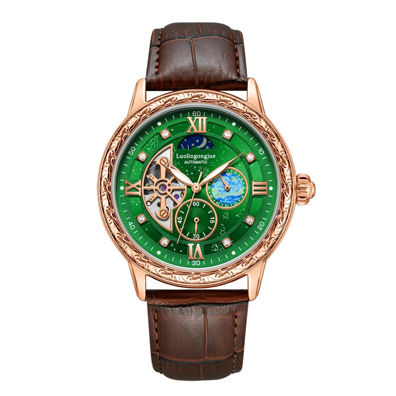 Luxurious Men's Business Automatic Mechanical Watch, with a Skeleton Design, Stylish, Casual, Simple, Versatile, and Multifunctional, a Handsome Watch for Men That Combines Luxury and Fashion, Perfect as a Gift during Holiday