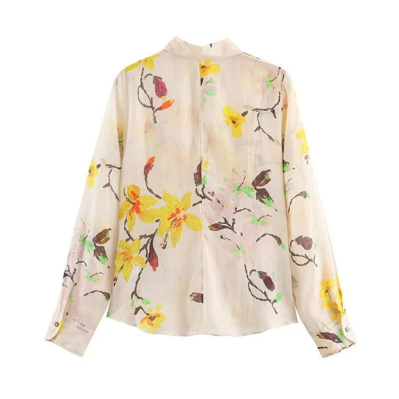Women 2 Pieces Sets 2025 New Fashion Floral Printed Shirt Top Elastic Waist Long Pants Set Women's Suit Casual Woman Outfit