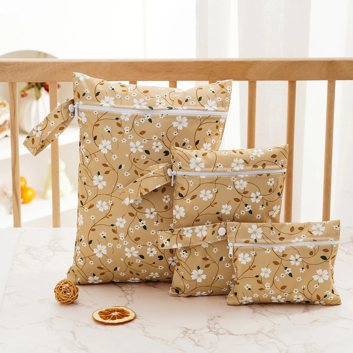 Elinfant 3PCS Recycled Fabric Waterproof Wet Dry Bag Portable Diaper Bag Sanitary Storage Bag
