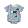 Adorable Baby Boy Romper with Fun Golf Embroidery Striped Design and Short Sleeves for a Stylish Summer Look