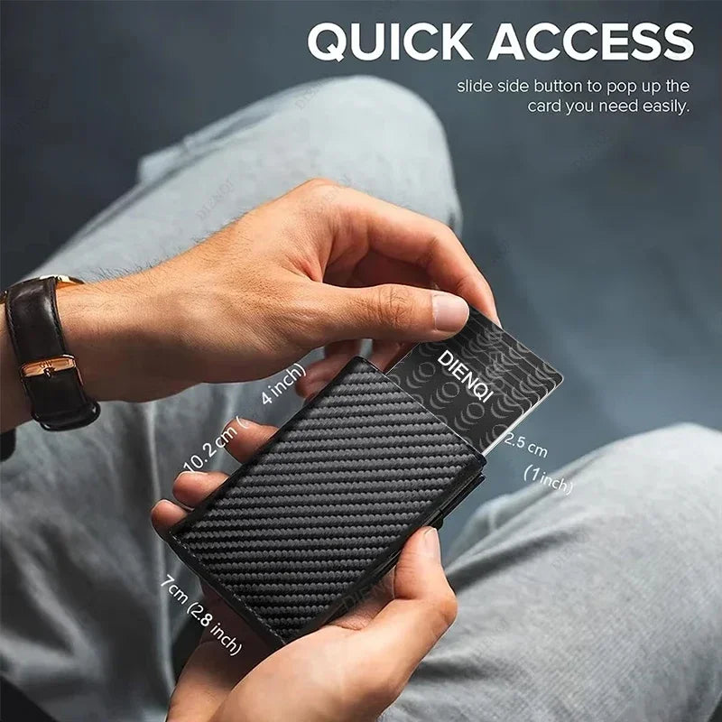 RFID Blocking Credit Card Holders Wallet Men Luxury Ultra Thin Automatic Pop Up Metal Minimalist Wallets Money Clips with Zipper