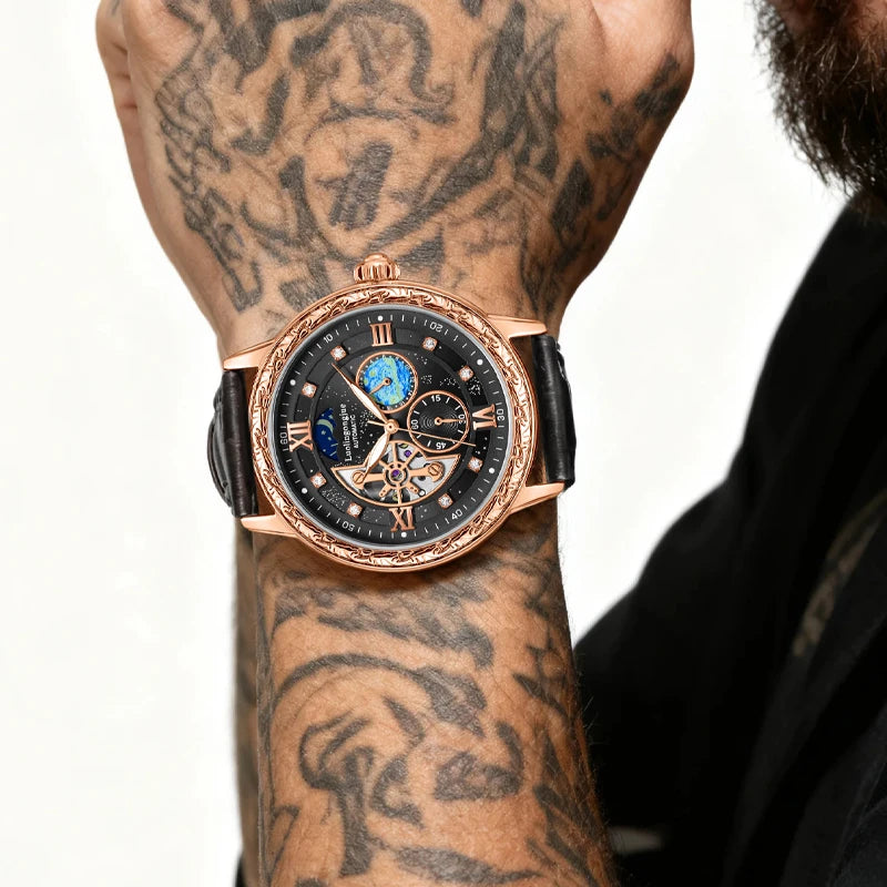 Luxurious Men's Business Automatic Mechanical Watch, with a Skeleton Design, Stylish, Casual, Simple, Versatile, and Multifunctional, a Handsome Watch for Men That Combines Luxury and Fashion, Perfect as a Gift during Holiday