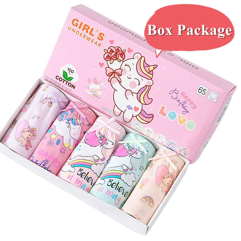 5/10Pcs Cotton Girls Panties Rainbow Unicorn Lovely Cartoon Children Triangle Underwear Soft Breathable Preschool Girls Briefs