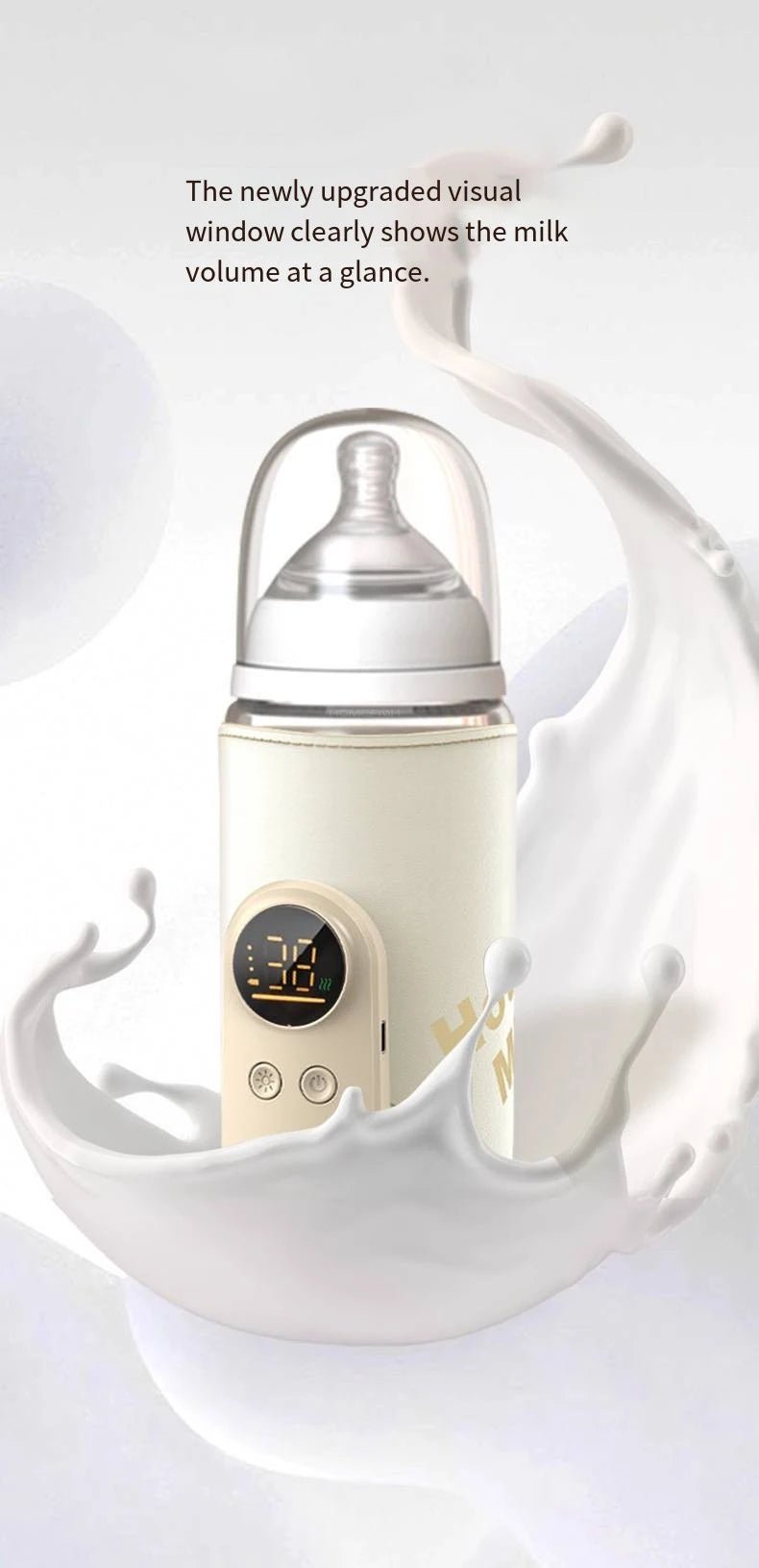 USB Multifunctional High-capacity Baby Feeding Bottle Smart Temperature Control Warmer Screen Newborn Baby Bottle Warmer Sleeve